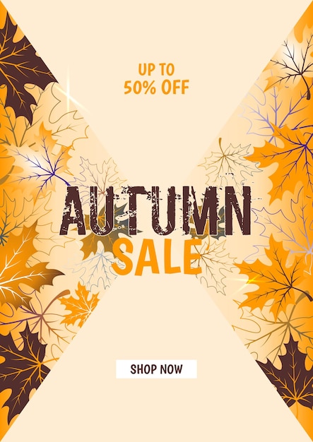 Осенняя распродажа баннер с разноцветными листьями