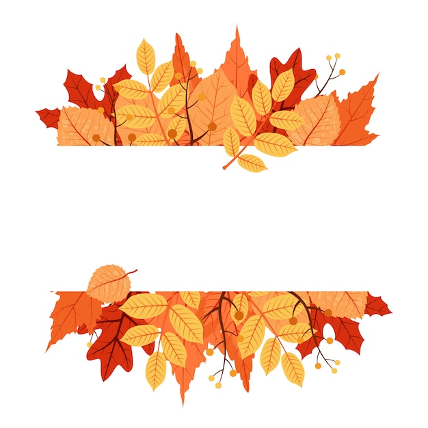 Vector autumn fall season leaf greeting invitation card frame background bouquet