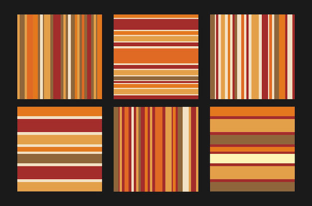 Autumn fall Stripe seamless Plaid pattern background with decorative seamless patterns