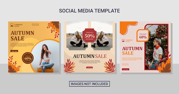 Vector autumn fashion social media post collection