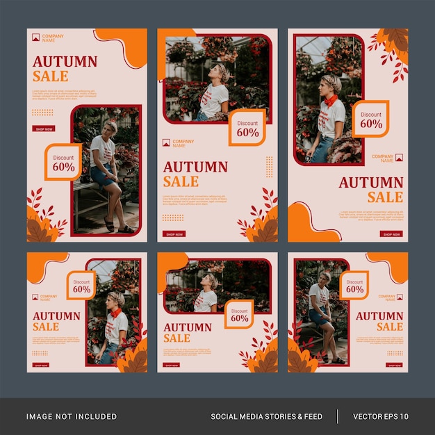 Vector autumn fashion social media post template