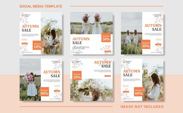 Vector autumn fashion social media post template