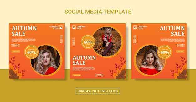 Modello di post sui social media di moda autunnale