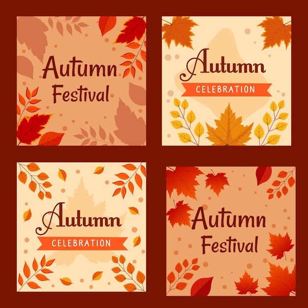 Autumn festival celebration social media post set design