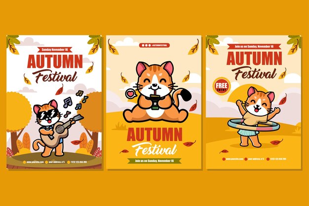 Autumn festival vertical banners set