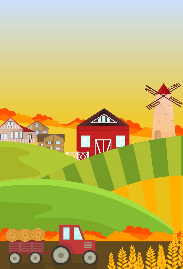 Vector autumn fields harvest season. landscape vector backgrounds