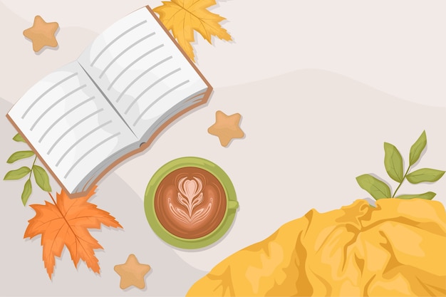 Vector autumn flat lay with the book