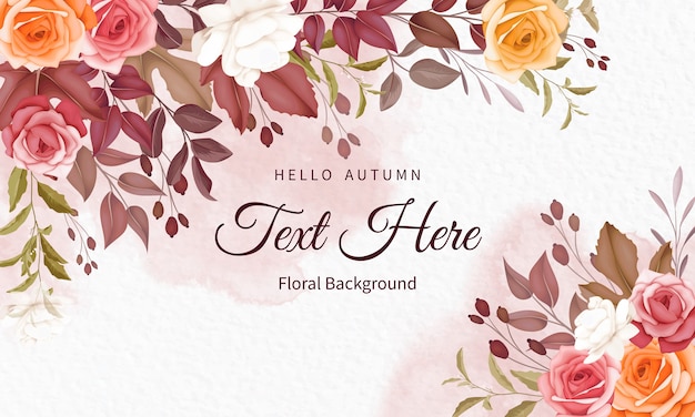 Autumn floral background with beautiful flowers