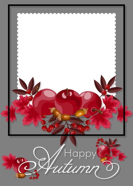 Autumn floral background with happy autumn text.