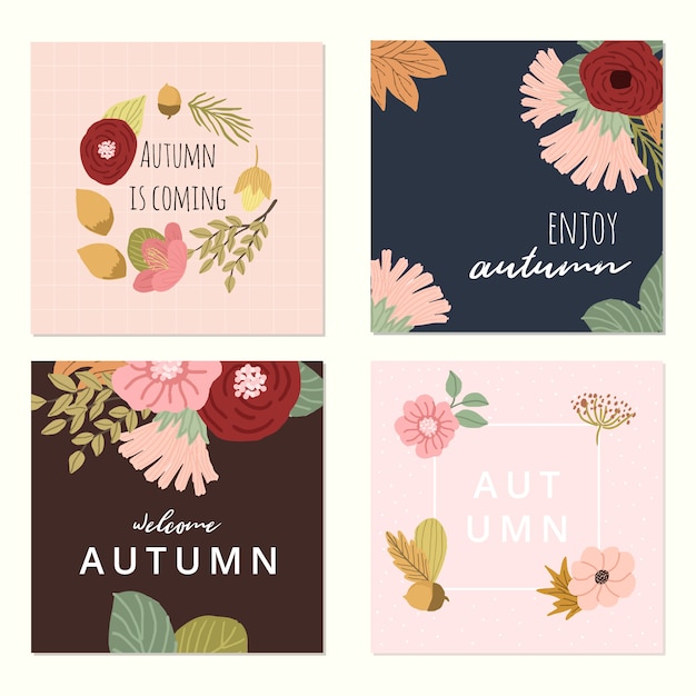 Autumn floral card collection