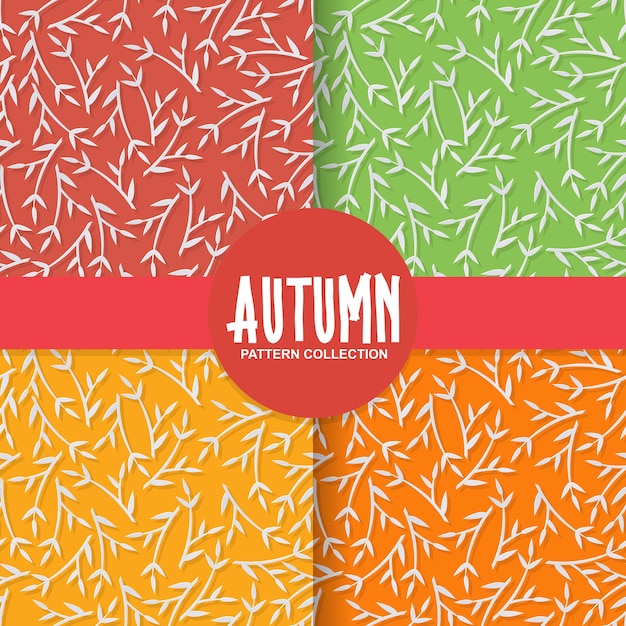 Autumn floral paper background with tree leaves on colorful background