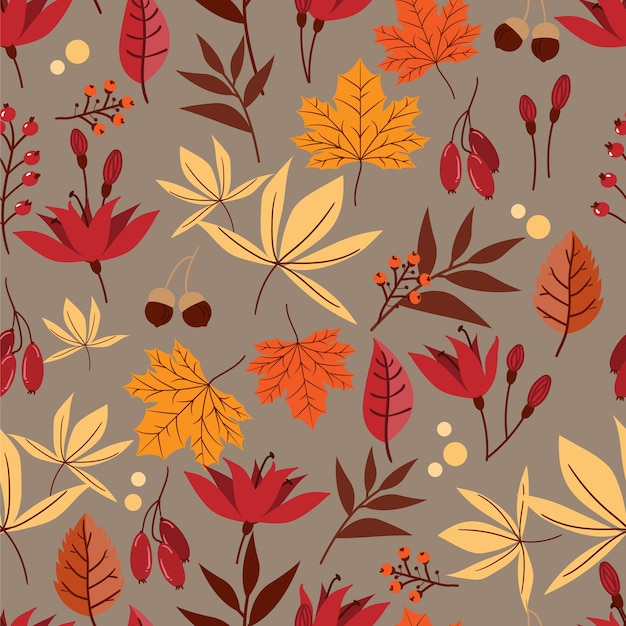 Autumn floral seamless pattern.