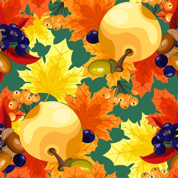 Autumn floral seamless pattern.