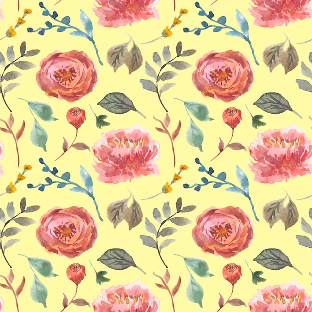 Autumn floral watercolor samples pattern