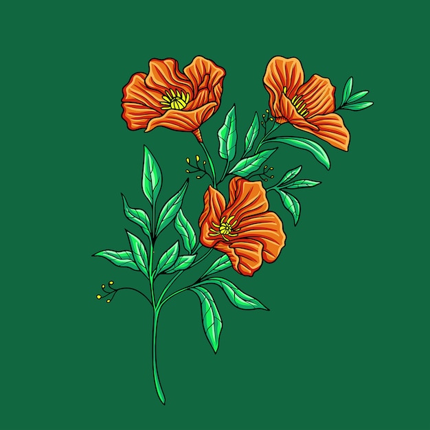 Premium Vector | Autumn flower on green