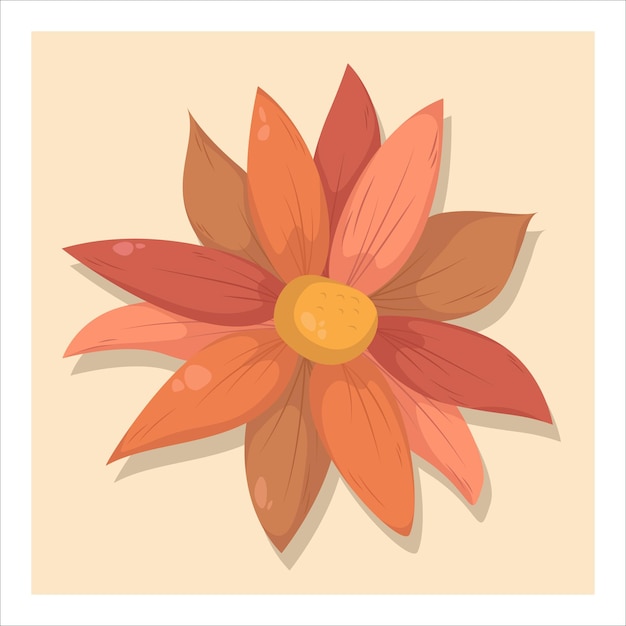 Vector autumn flower isolated on yellow background colorful brown orange chrysanthemum fall design