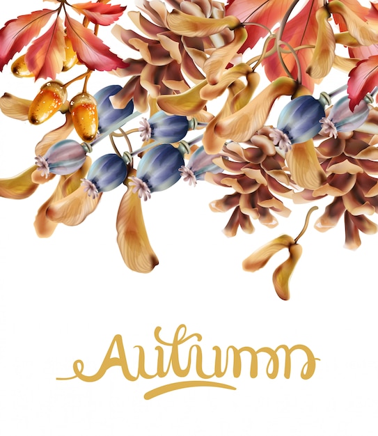 Autumn flowers bouquet card