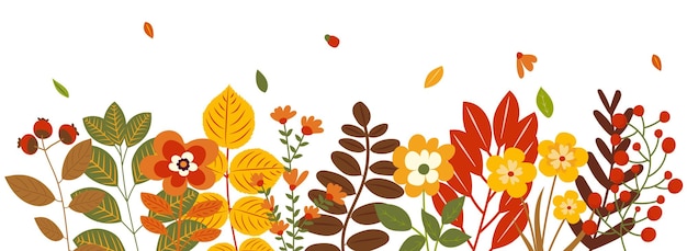 Autumn flowers bouquet in flat design isolated vector