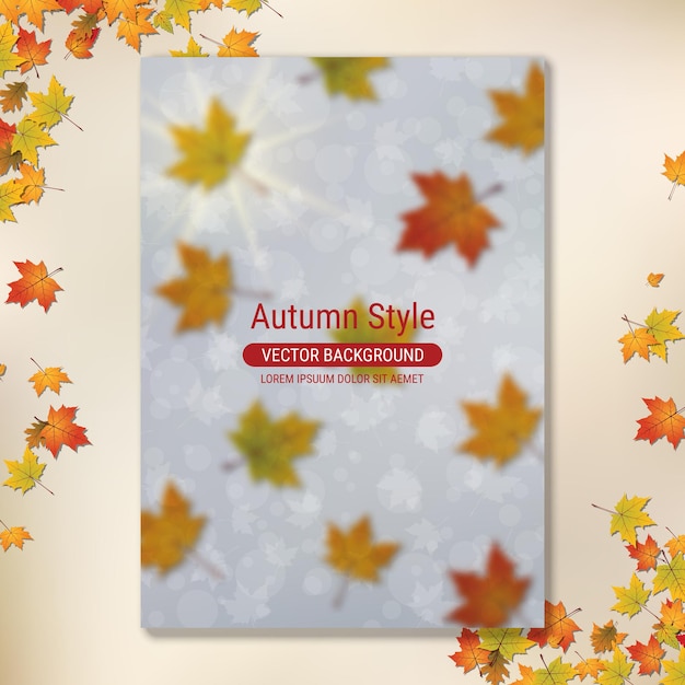 Autumn flyer with colorful leaves vector template