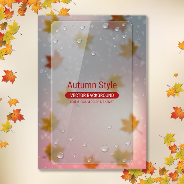 Autumn flyer with colorful leaves vector template