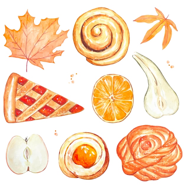 Autumn food clipart Watercolor