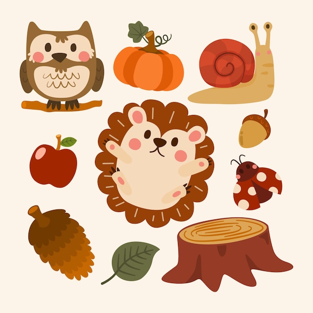 Autumn forest cute animals 3