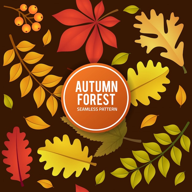 Autumn Forest Leaves Seamless Pattern