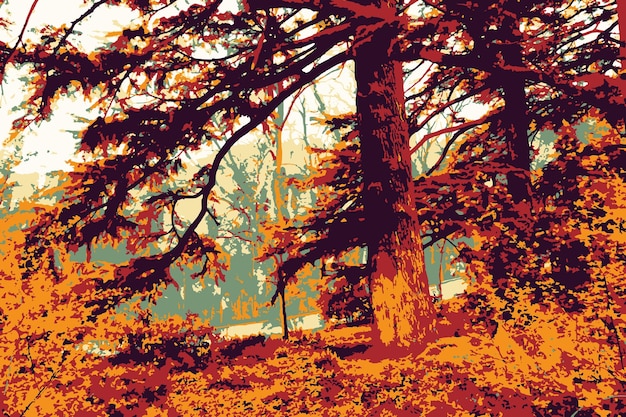 Autumn forest vector illustration