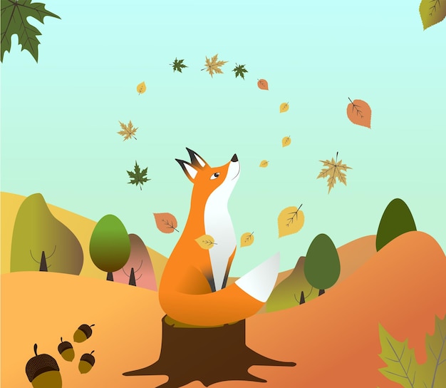 Vector autumn fox