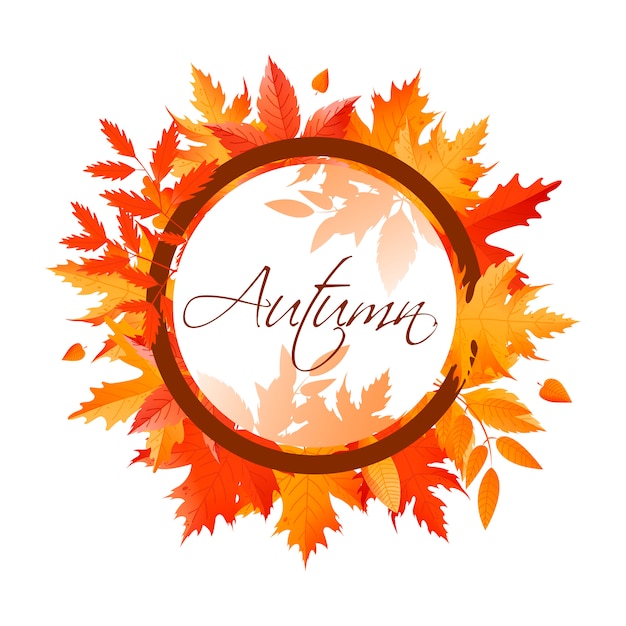 Vector autumn frame from leaves.