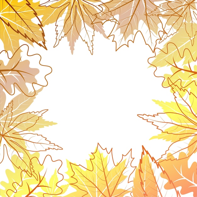 화려하고 윤곽선이 있는 가을 프레임은 가을 컴포지션의 벡터 일러스트를 남긴다.