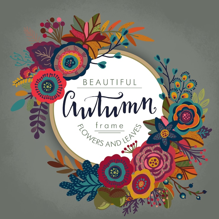 Vector autumn frame with lettering and place for text fall templates