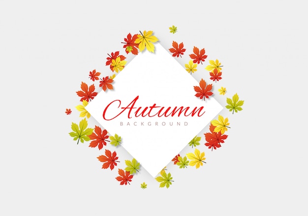 カエデの葉と秋のフレーム