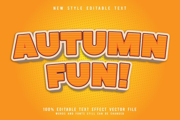 Autumn fun editable text effect emboss cartoon style