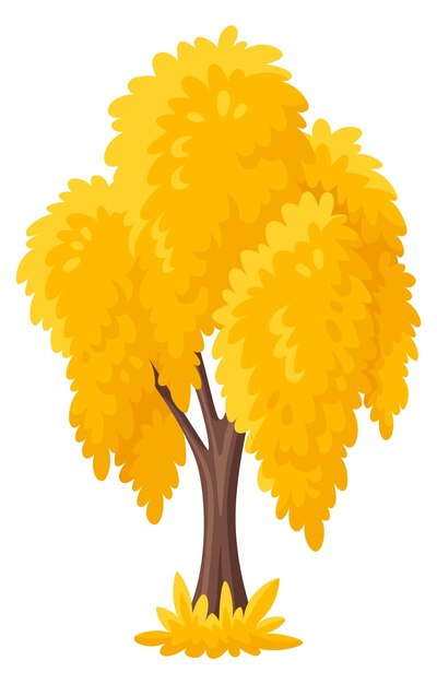 autumn garden tree with yellow leaves cartoon icon