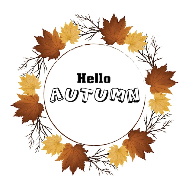 Vector autumn greeting card circle frame with autumn leaves border