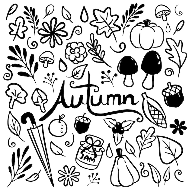 Vettore vettore di doodle disegnato a mano di autunno