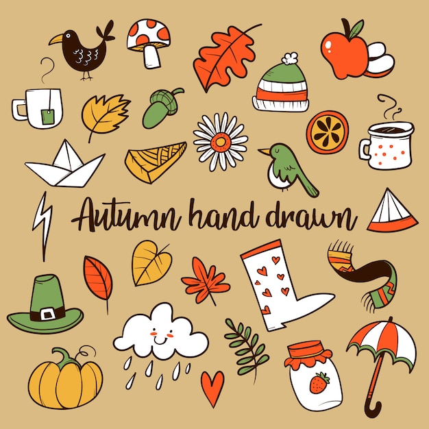 Vettore doodle disegnato a mano autunnale