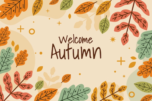 Autumn hand drawn flat background