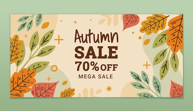 Vector autumn hand drawn flat sale banner