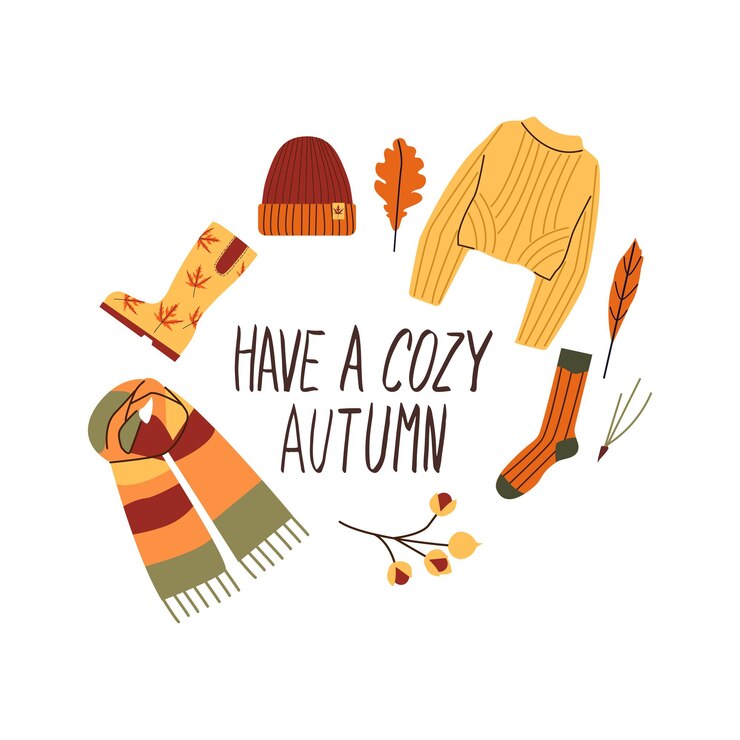 वेक्टर autumn hand drawn lettering have a cozy autumn fall season handwritten slogan