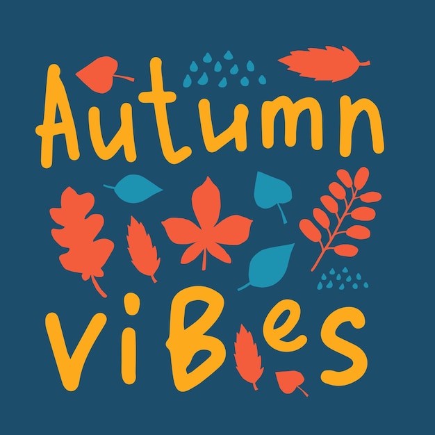 Autumn hand drawn lettering with leaves