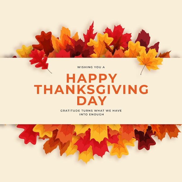 Autumn Happy Thanksgiving Greeting card Vector Illustration