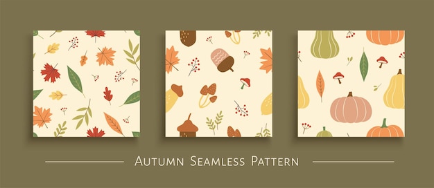 Autumn harvest seamless pattern set