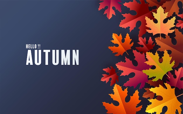 Autumn holiday seasonal background with colorful autumn leaves on color background