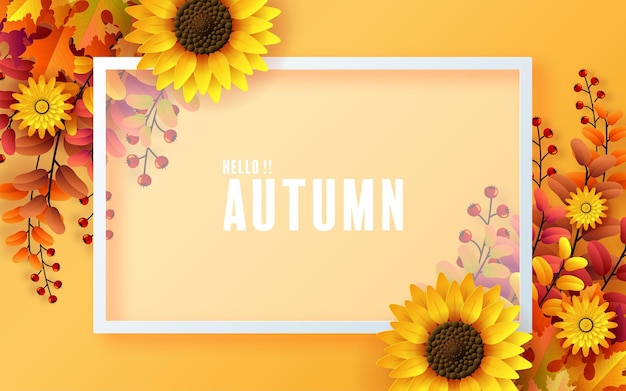 Vector autumn holiday seasonal background with colorful autumn leaves