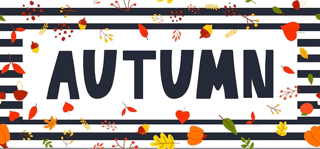 Vector autumn illustration, banner, vector, fall, lettering, card