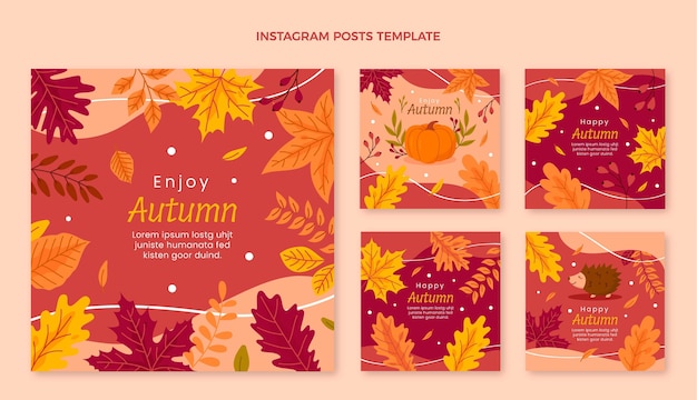 Vector autumn instagram posts collection