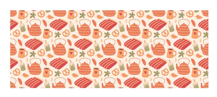 Vector autumn item repeat pattern fall season background autumnal vibe warm and cozy