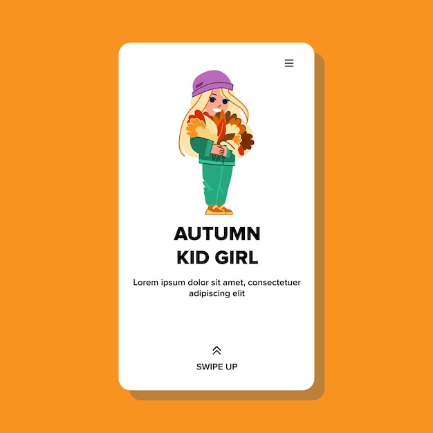 Autumn kid girl vector